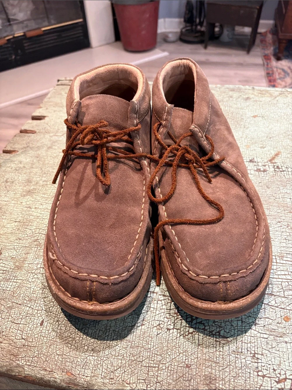 Børn Men’s Brown Suede Moc Toe Chukka Shoes Size 13 EU 46
